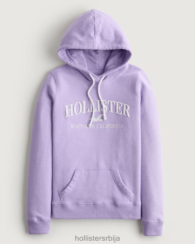 JVRN67155 лака капуљача са графиком логотипа Жене љубичаста Hollister врховима