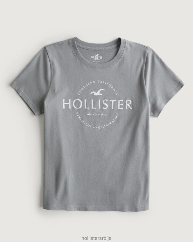 JVRN67198 лака мајица са логотипом Жене сива Hollister врховима