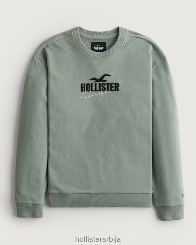 JVRN67845 опуштена дуксерица са логом мушкарци жалфија Hollister врховима