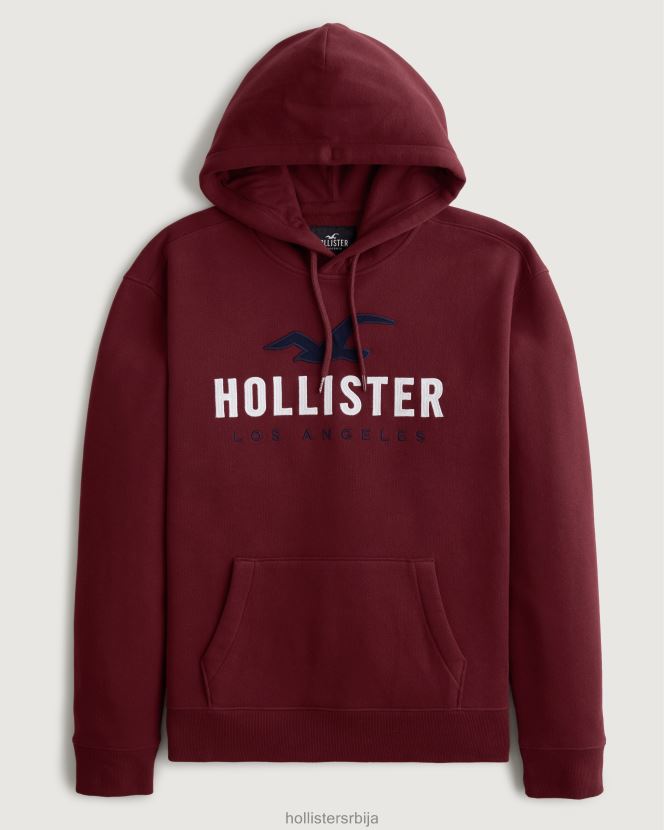 JVRN67988 дуксерица са логом мушкарци бордо Hollister врховима