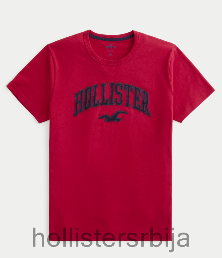 JVRN67947 мајица са графиком са логотипом универзитета мушкарци црвена Hollister врховима