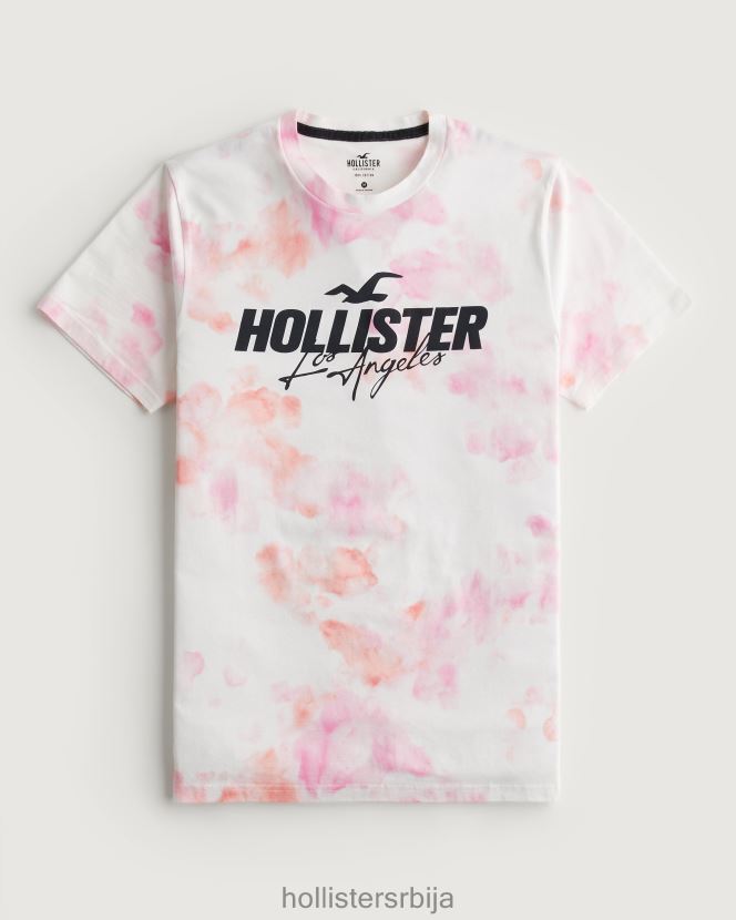 JVRN67980 памучна мајица са логотипом мушкарци ружичаста кравата Hollister врховима