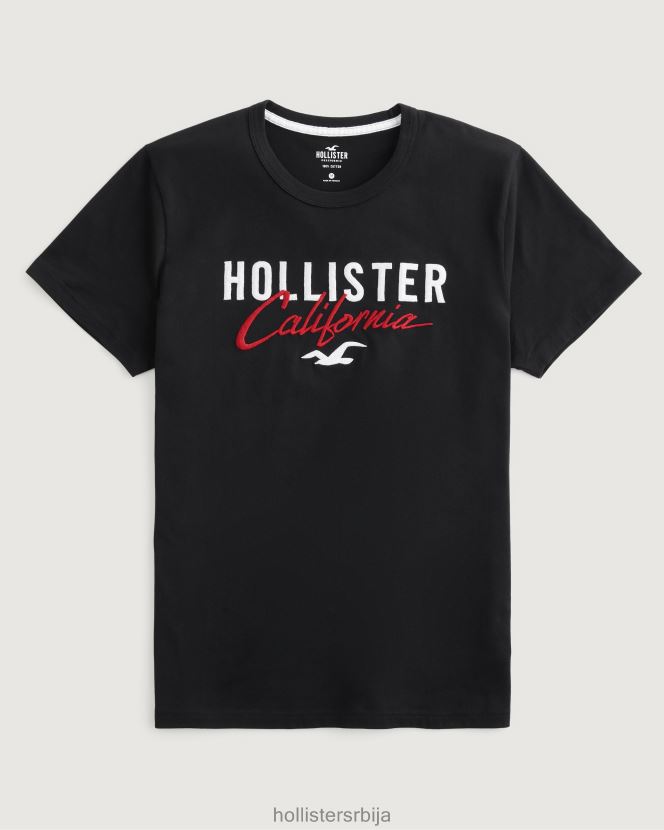 JVRN67986 мајица са логотипом мушкарци црн Hollister врховима